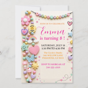 Pastel Charm Bracelet Birthday  Invitation