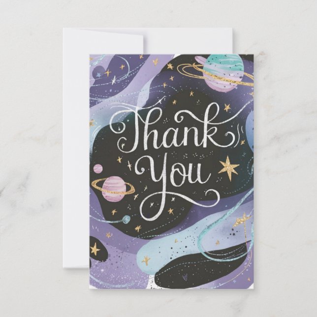 Pastel Charming Stars Celestial Thank You Card (Front)