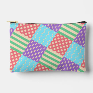 Pastel Checker Stripe Bow Polkadot Geometric Accessory Pouch