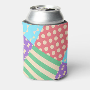 Pastel Checker Stripe Bow Polkadot Geometric Can Cooler