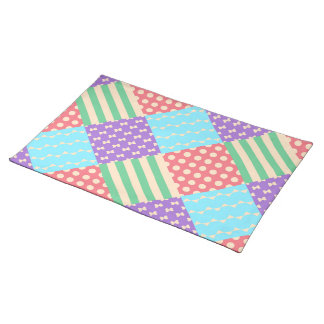Pastel Checker Stripe Bow Polkadot Geometric Cloth Placemat