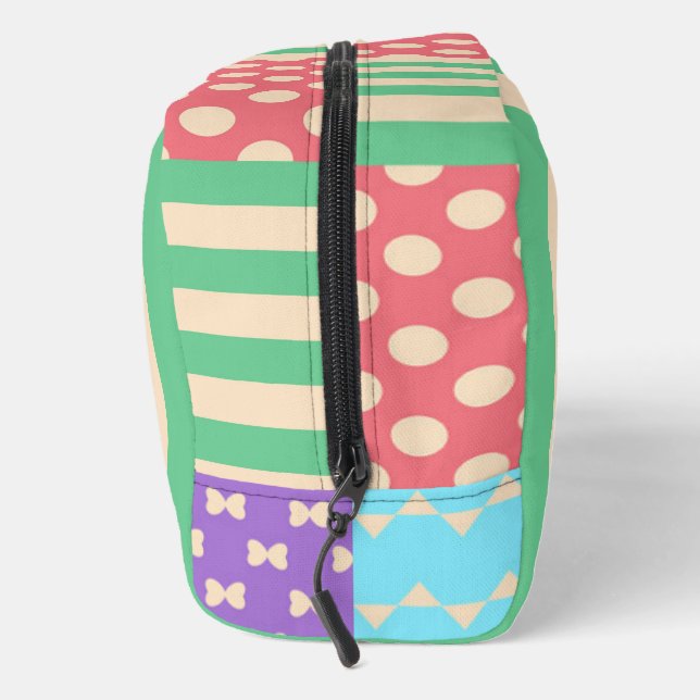 Pastel Checker Stripe Bow Polkadot Geometric Dopp Kit (Right)