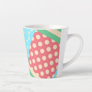 Pastel Checker Stripe Bow Polkadot Geometric Latte Mug