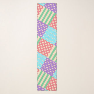 Pastel Checker Stripe Bow Polkadot Geometric Scarf