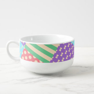Pastel Checker Stripe Bow Polkadot Geometric Soup Mug