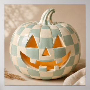 Pastel Checkerboard Pumpkin Poster