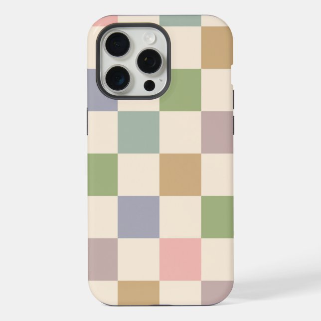 Pastel Checkered Geometric Retro Seamless Pattern Iphone Case (Back)