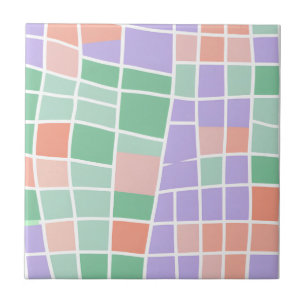 Pastel Checkered Modern Cottagecore Spring Homes Ceramic Tile