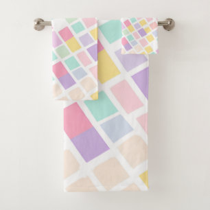 Pastel Checkered Rustic Cottagecore Bathrooms Bath Towel Set