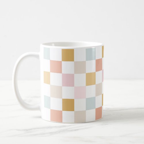 Pastel Checkered Summer Retro Colorful Pattern Coffee Mug