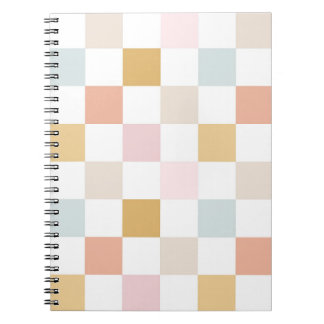 Pastel Checkered Summer Retro Colorful Pattern Notebook