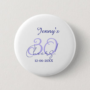 Pastel cheers 30th birthday purple elegant name da button