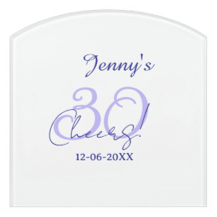 Pastel cheers 30th birthday purple elegant name da door sign