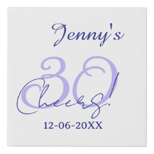 Pastel cheers 30th birthday purple elegant name da faux canvas print