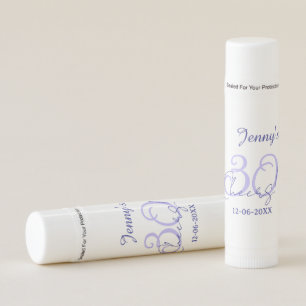 Pastel cheers 30th birthday purple elegant name da lip balm