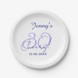 Pastel cheers 30th birthday purple elegant name da paper plates