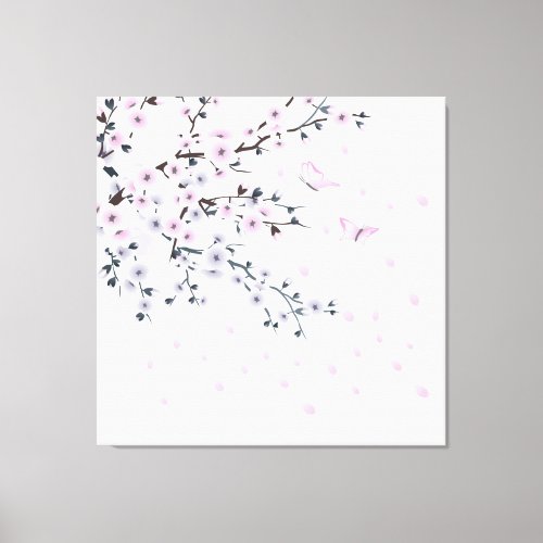 Pastel Cherry Blossom Floral Landscape Canvas Print