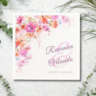 Pastel Cherry Blossom Floral Pink Romance Wedding Napkins