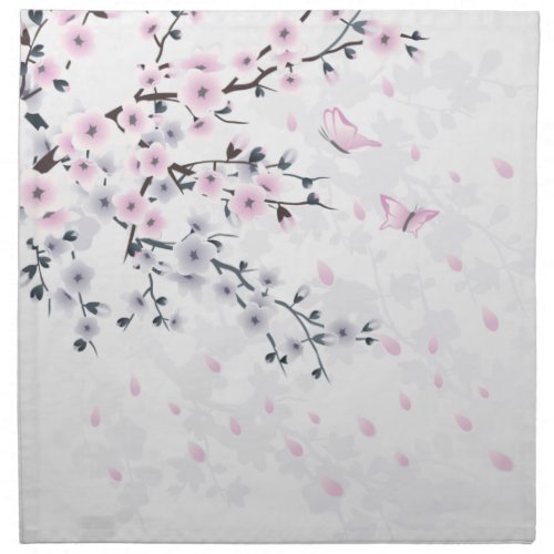 Pastel Cherry Blossom Landscape Cloth Napkin