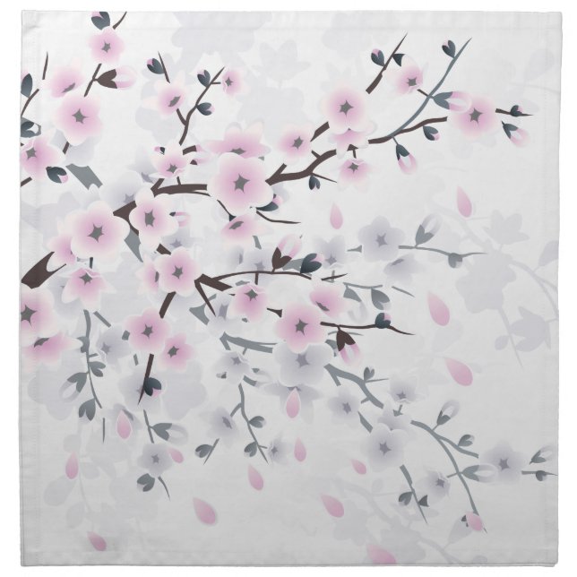 Pastel Cherry Blossom Landscape Cloth Napkin (Front)