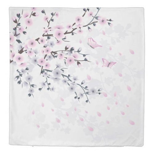 Pastel Cherry Blossom Landscape Duvet Cover