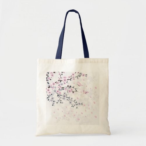 Pastel Cherry Blossom Landscape Flora Tote Bag