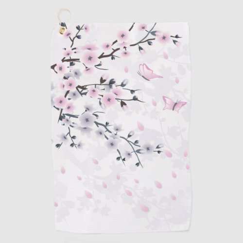 Pastel Cherry Blossom Landscape Golf Towel