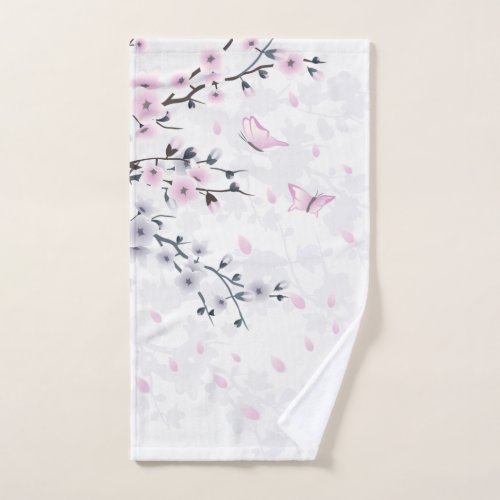 Pastel Cherry Blossom Landscape Hand Towel