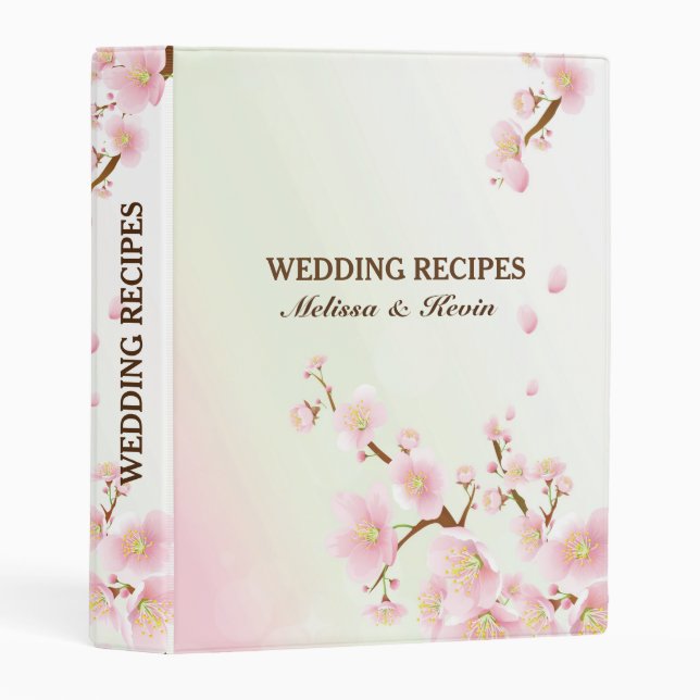 Pastel Cherry Blossom Pink & White Mini Binder (Front/Spine)