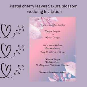 pastel cherry blossom sakura Wedding Invitation