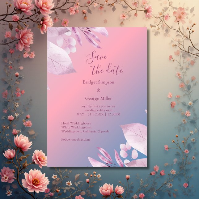 pastel cherry blossom sakura wedding safe the date invitation (Creator Uploaded)
