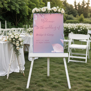 pastel cherry blossom sakura wedding welcome foam board