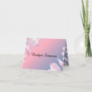 pastel cherry blossom wedding folded seating card