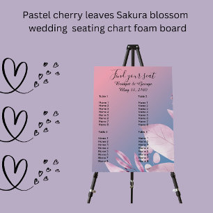 pastel cherry blossom wedding seating chart foam board