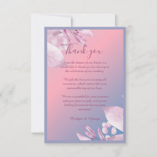 Pastel cherry blossom wedding thank you card