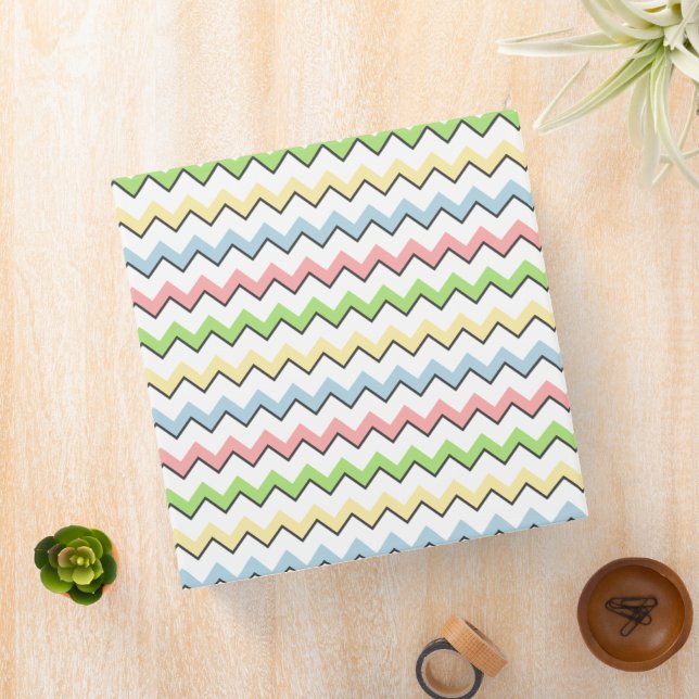 Pastel Chevron-Drop Shadow by Shirley Taylor 3 Ring Binder (In Situ)