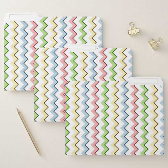 Pastel Chevron-Drop Shadow by Shirley Taylor File Folder (Set)
