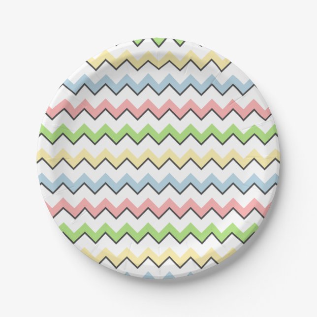 Pastel Chevron-Drop Shadow by Shirley Taylor Paper Plates (Front)