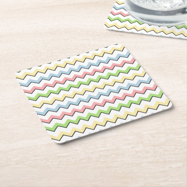 Pastel Chevron-Drop Shadow by Shirley Taylor Square Paper Coaster (Angled)