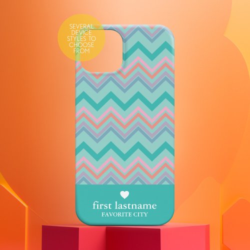 Pastel Chevron Pattern with name _ designer Case_Mate iPhone 14 Case