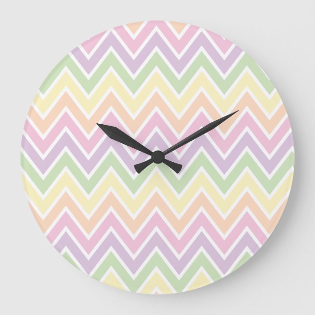 Pastel Chevron Stripe Large Clock (Front)
