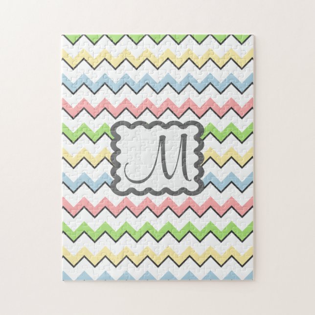 Pastel Chevron with Monogram by Shirley Taylor Jigsaw Puzzle (Vertical)