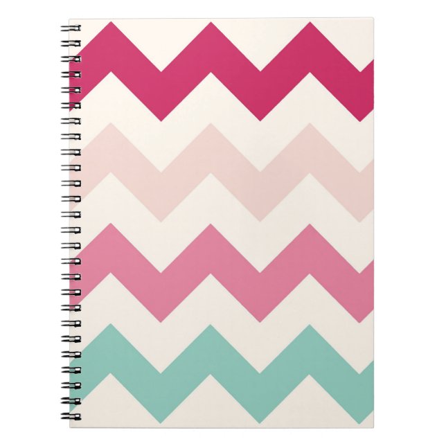 Pastel chevron zigzag preppy zig zag pattern chic notebook (Front)
