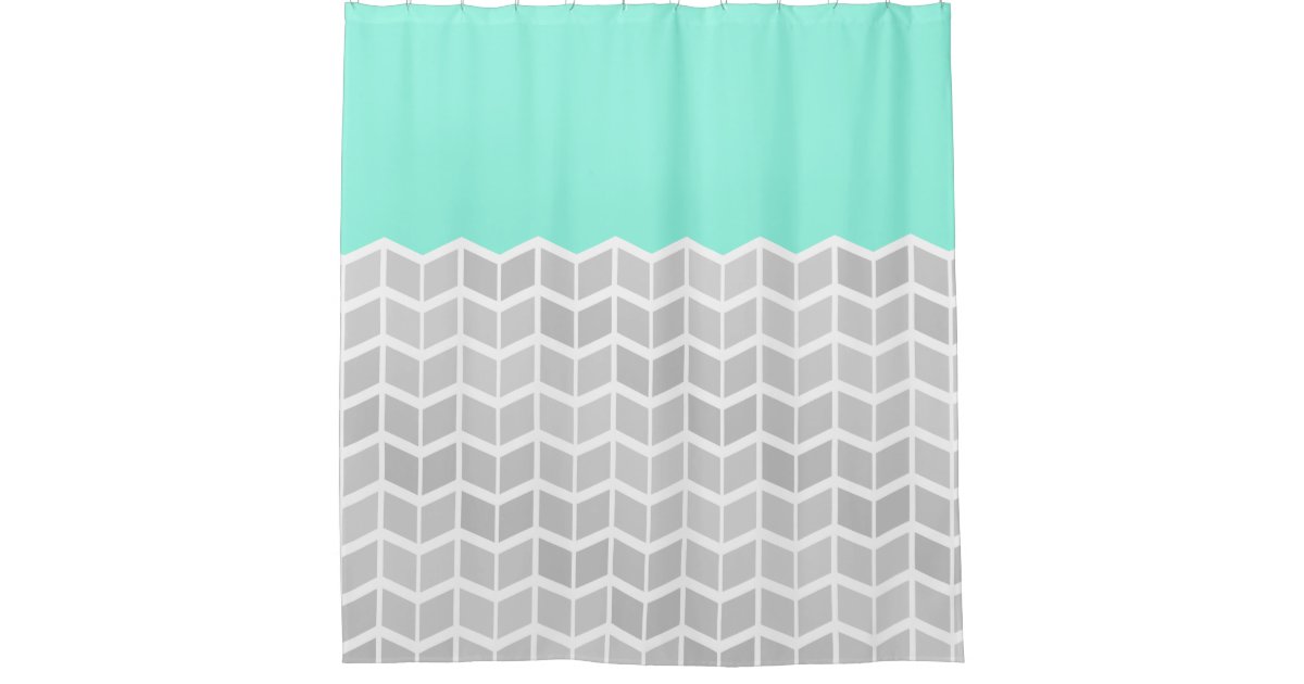 Pastel Chic Herringbone Zigzag Pattern, Herringbone Shower Curtain