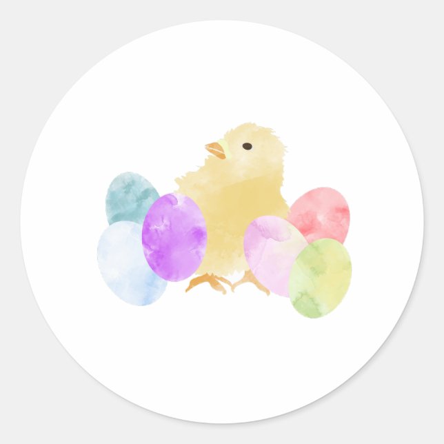 Pastel Chick with Eggs Sticker – Cute Easter Chick (Front)