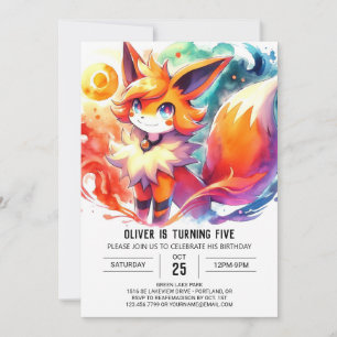Pastel Children Fox Birthday Invitation