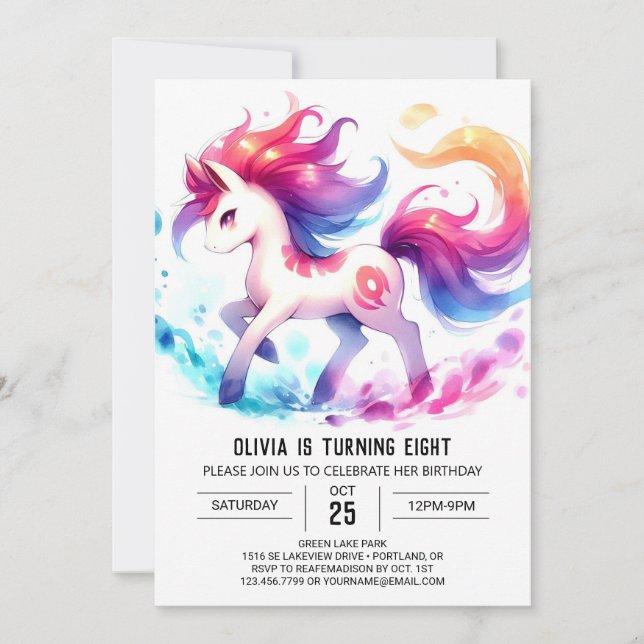 Pastel Children Horse Birthday Invitation (Front)