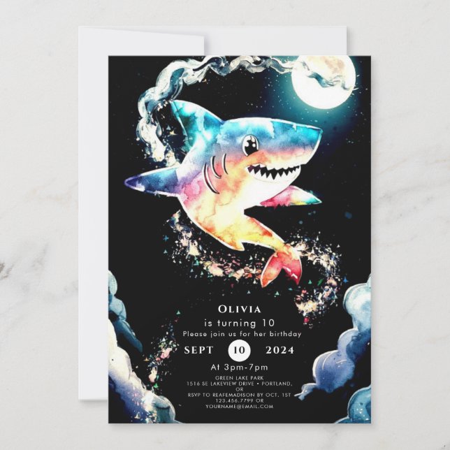 Pastel Children's Underwater Shark Birthday Invitation (Front)
