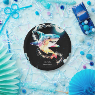 Pastel Children's Underwater Shark Birthday Paper Plates
