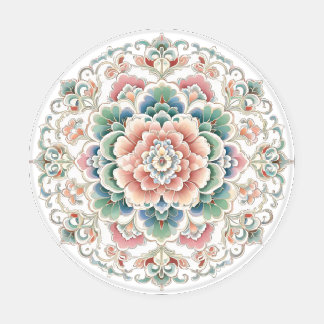 Pastel Chinoiserie Floral Medallion Coaster Set